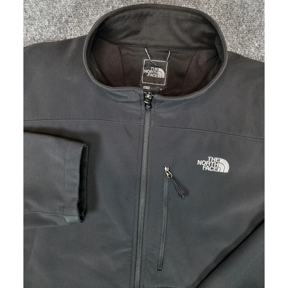 North Face Soft Shell Jacket Mens 3XL Black Windbreaker Fleece Lined